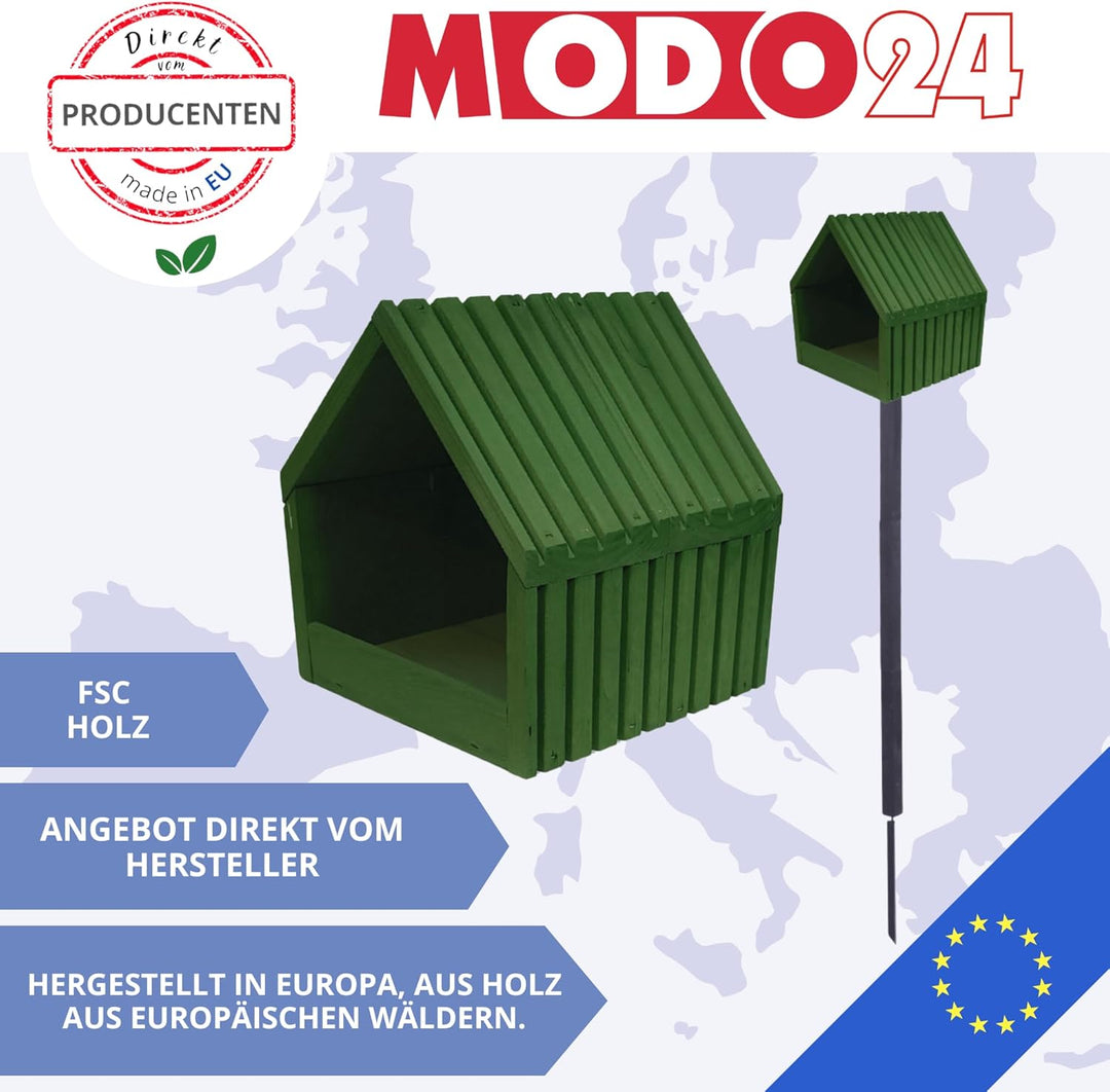 Vogelhaus mit Ständer aus FSC® Holz, Vogelkäfig mit Dach, Wetterfestes Vogelfutterhaus für Garten &