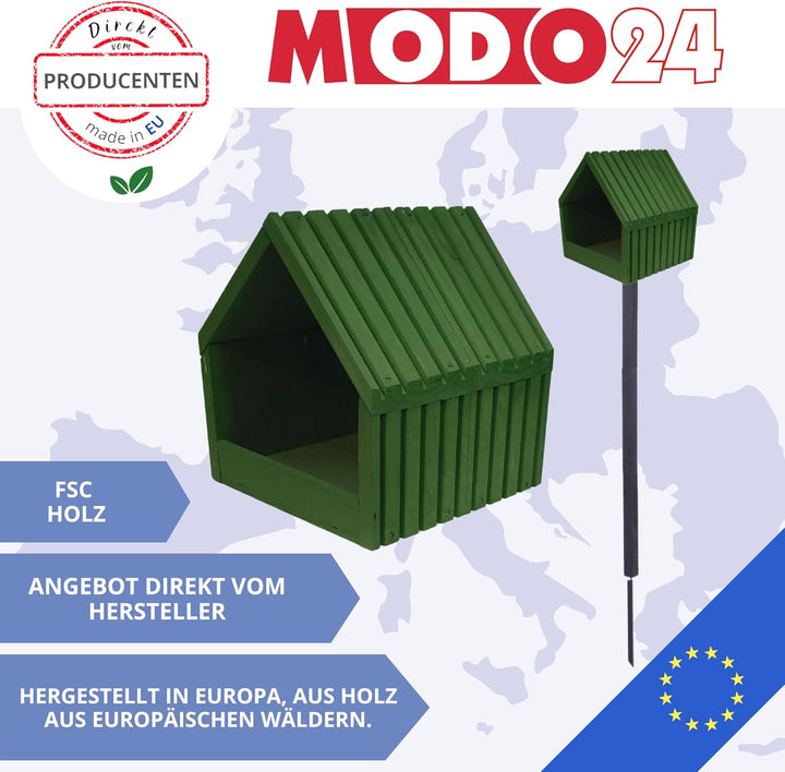 Vogelhaus mit Ständer aus FSC® Holz, Vogelkäfig mit Dach, Wetterfestes Vogelfutterhaus für Garten &