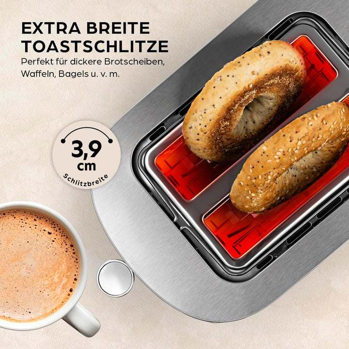 GOURMETmaxx Toaster Kurzschlitz für 2-Scheiben | Edelstahl Toaströster mit 6 Bräunungsgraden und Rea