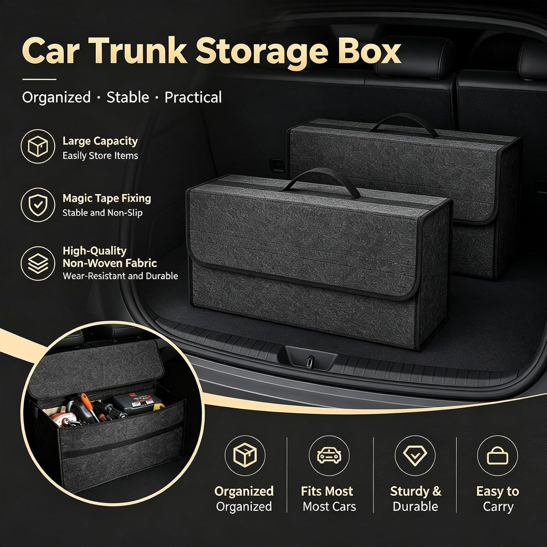 2 Stück Kofferraum Organizer - Auto Kofferraum Organizer Klett - Kofferraum Organizer mit Deckel - R