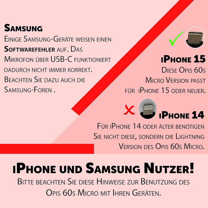 Opis 60s Micro - Retro Handyhörer für Android Smartphones, Tablets, Notebooks und Handys in der Form