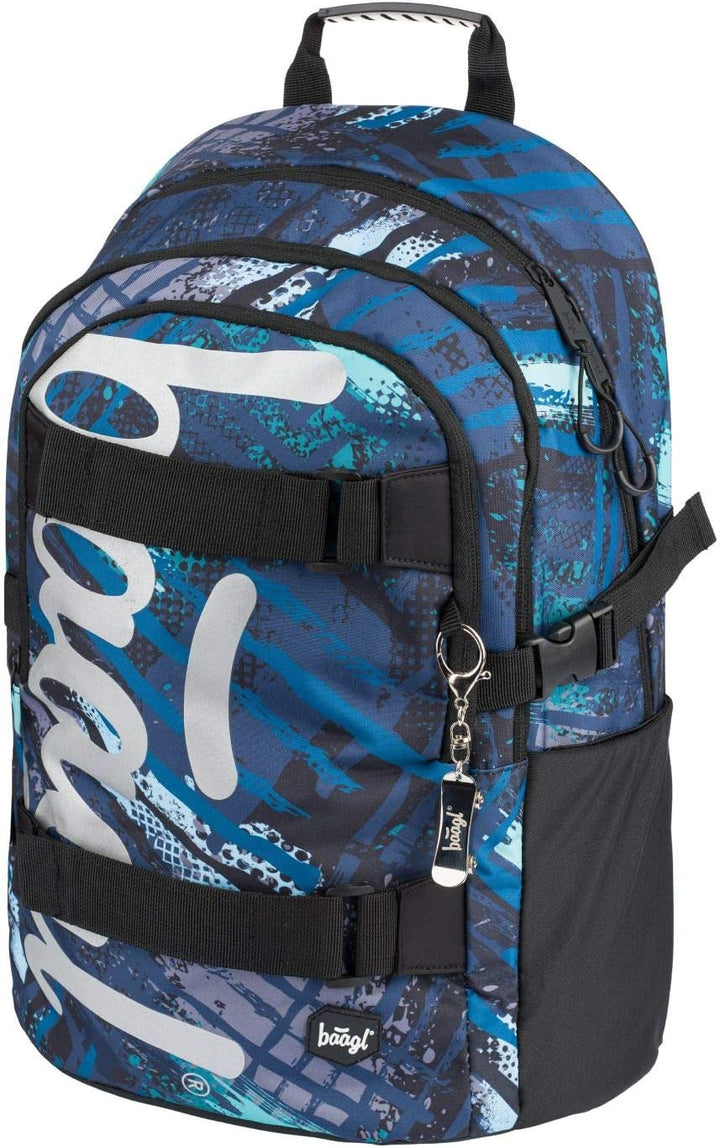 Baagl Schulrucksack Set Jungen 3 Teilig, Schultasche ab 3. Klasse, Grundschule Ranzen mit Brustgurt,