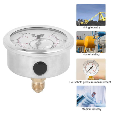 Oumefar Vakuum-Manometer 1/4 BSP Vakuum-Manometer Hochdruck-Vakuummeter Hochpräzises Radialmanometer
