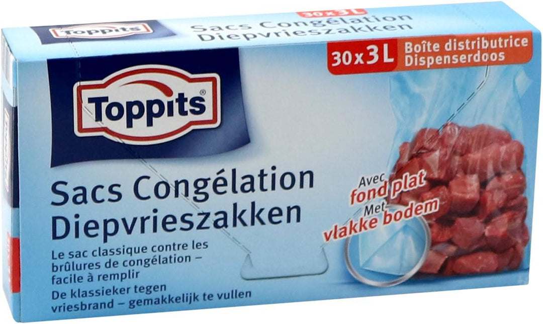 Toppits Tieffrierbeutel 3L (25 x 27cm), 4er Pack (4 x 30 Beutel)