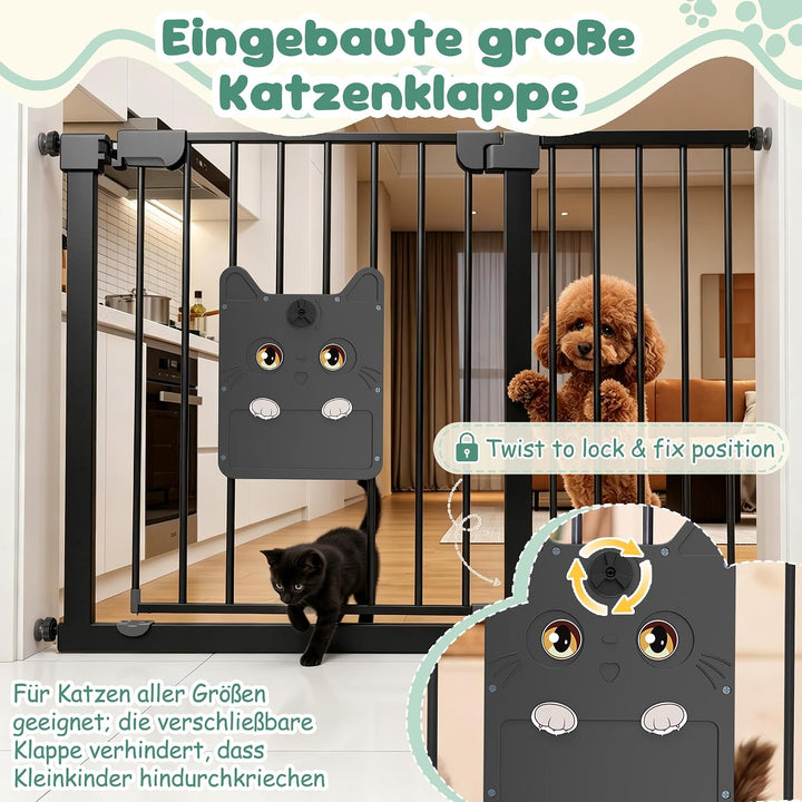 Treppenschutzgitter Ohne Bohren mit Selbstschliessend katzenklappe 75-85cm Breiten Treppengitter mit