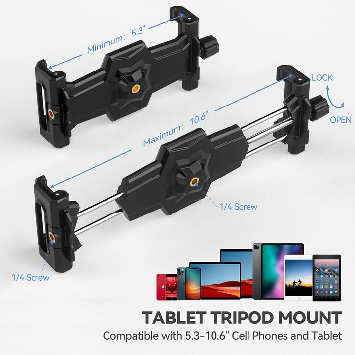 KDD iPad Halterung Adapter für Stativ, Tablet Halterung mit Kugelkopf, Tablet Halterung Stativ 360°D