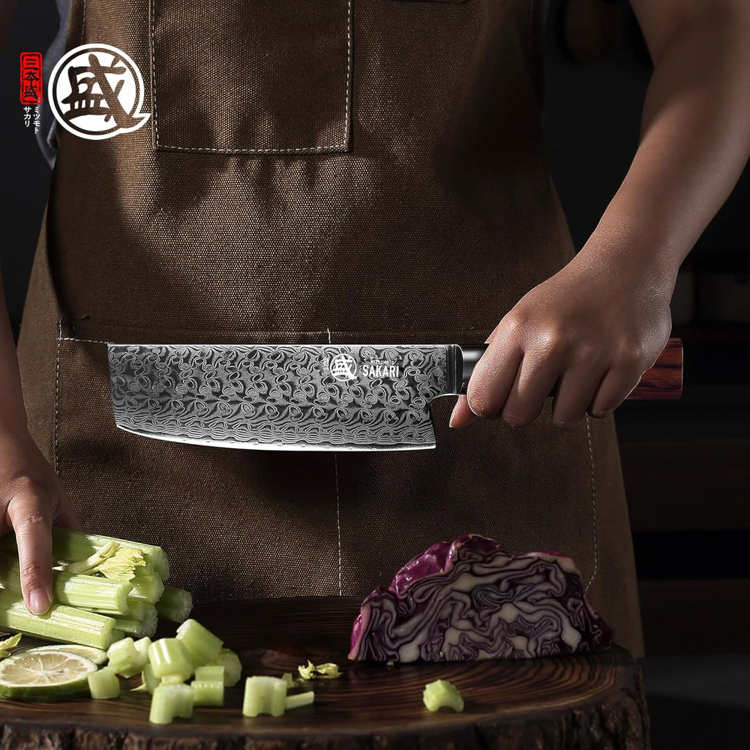 MITSUMOTO SAKARI 17 cm Japanisches Nakiri Kochmesser, Handgeschmiedetes Professionelles Küchen messe