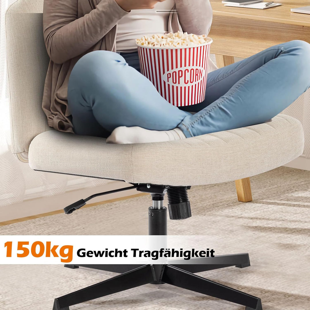 Bosmiller Schneidersitz Stuhl mit Stoffpolsterung，Criss Cross Chair Breiterem Kissen,Höhenverstellba
