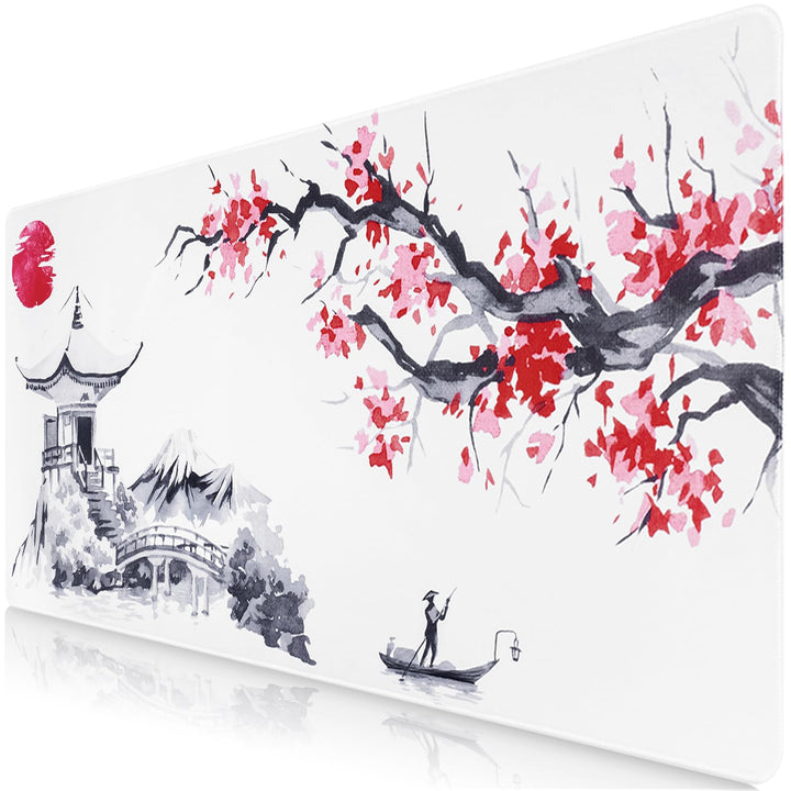 Mousepad Sakura-Muster,XXL Japanische Kunst Fuji Mauspad,Überdimensionales rutschfeste Gummimatten G