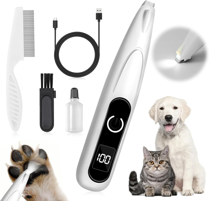 Hundeschermaschine, Pfotentrimmer für Hunde, Haustierhaarschneider mit Led, Kabellos Schermaschine H