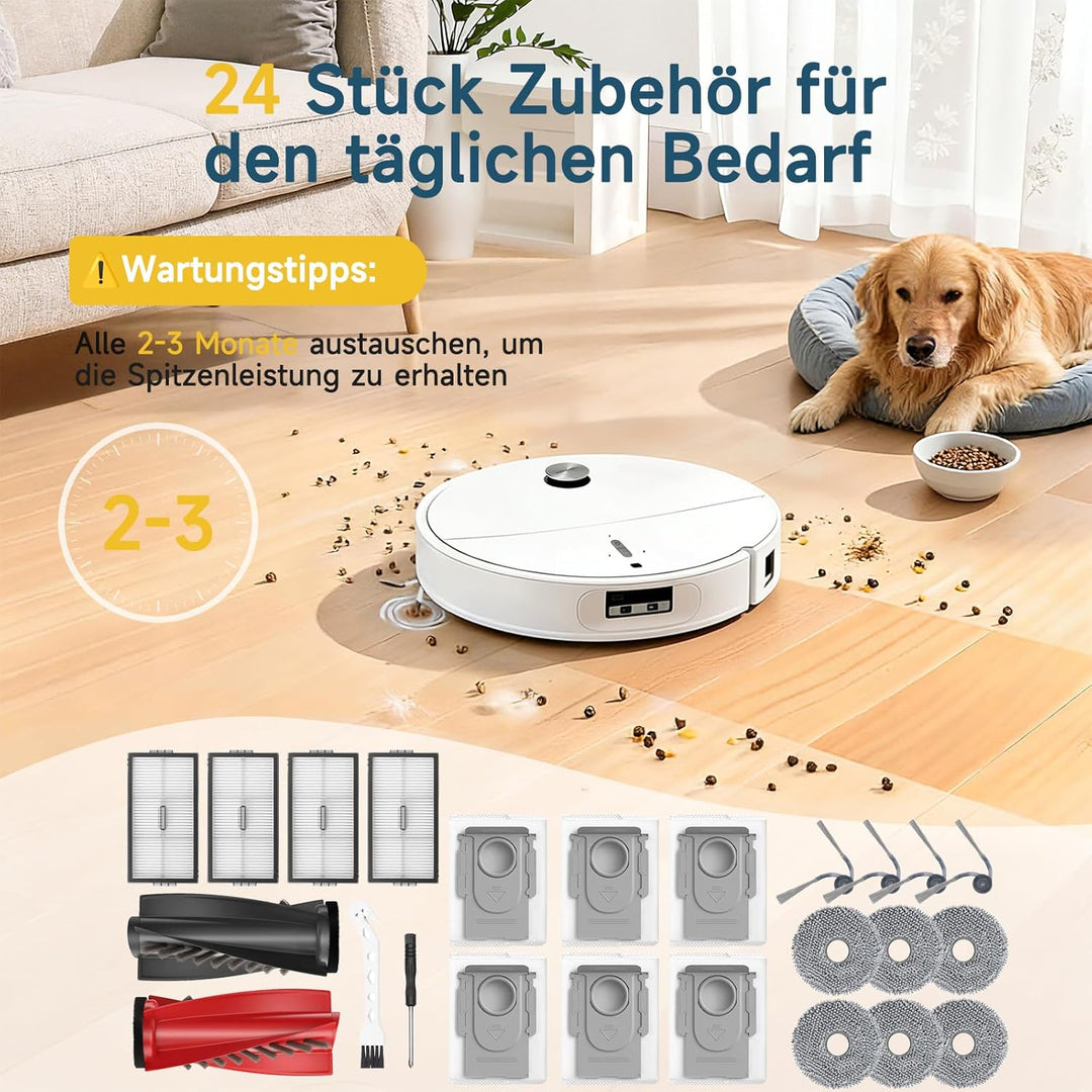 24 Stück Zubehör für Roborock Saros 10R/Qrevo CurvX/Qrevo Curv 2 ProX/Curv 2 Pro Saugroboter,2 Haupt
