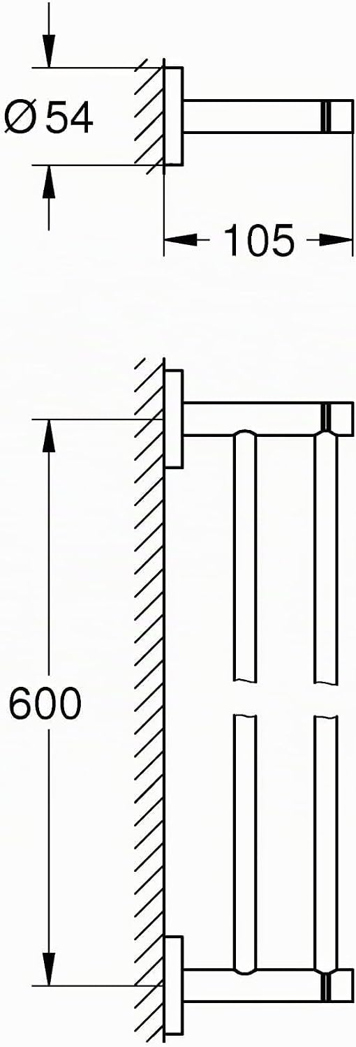 GROHE Start - Doppel- Badetuchhalter (Stichmass 600mm, Material: Metall, inkl. Schrauben und Dübel),
