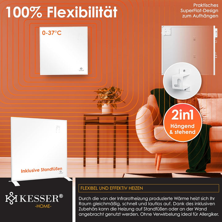 KESSER® Infrarotheizung Energiesparend Infrarot Standgerät &amp; Wandmontage Elektroheizung 350W mit Fer