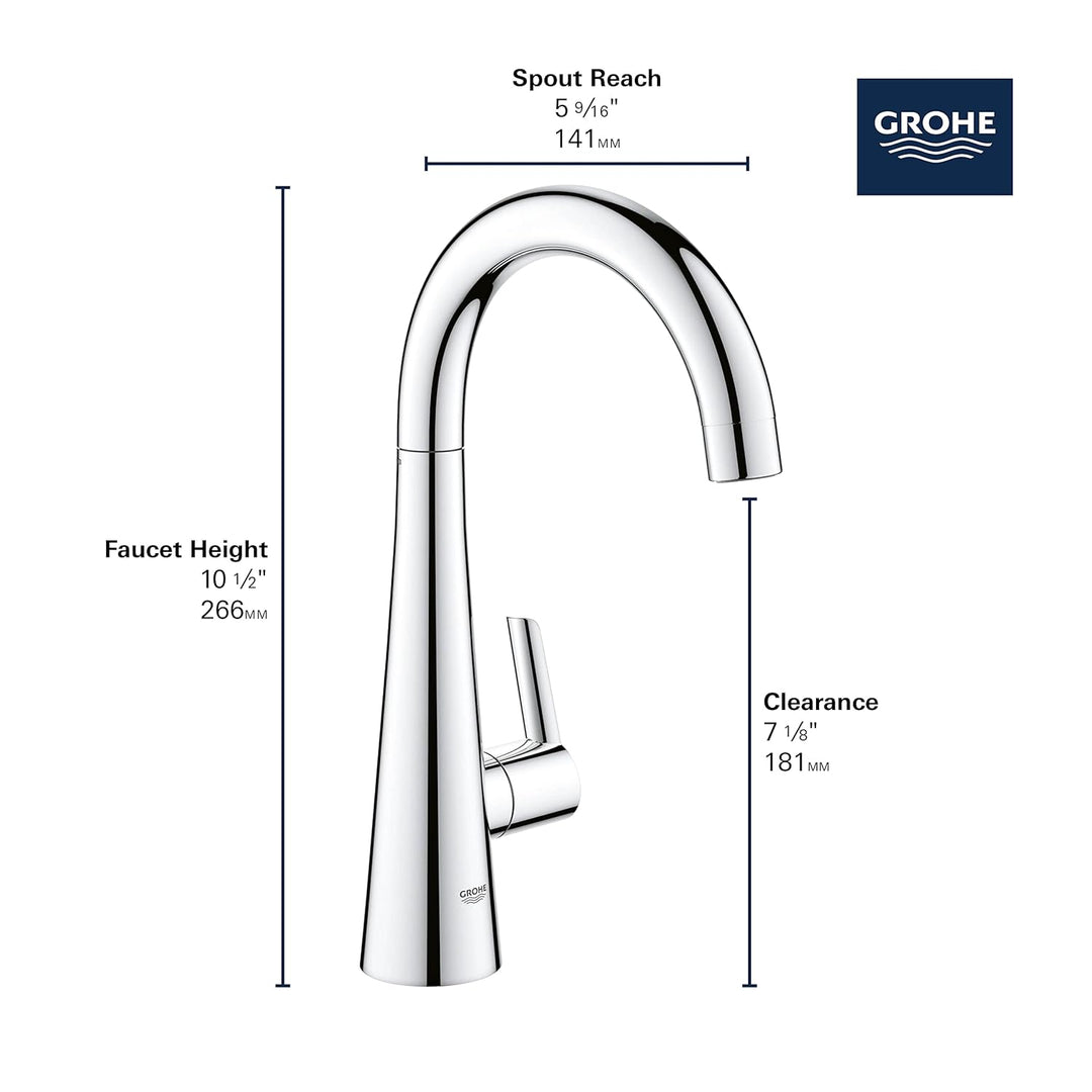 GROHE 30026002 - Zedra grifo de una agua fregadero C-caño, Silber