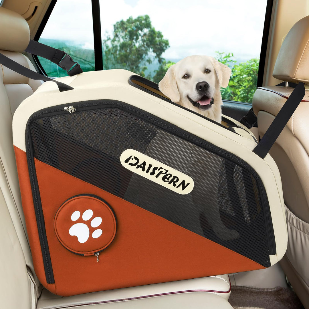 Faltbare Hunde Transportbox für Auto & Reisen, Tragbare Softbox für kleine & mittelgrosse Hunde, 1-M