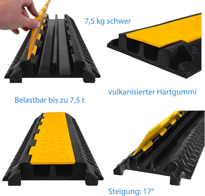 Kabelbrücke 2-Kanal Überfahrschutz Kabelkanal Brücke Rampe Protector Pkw&LKW