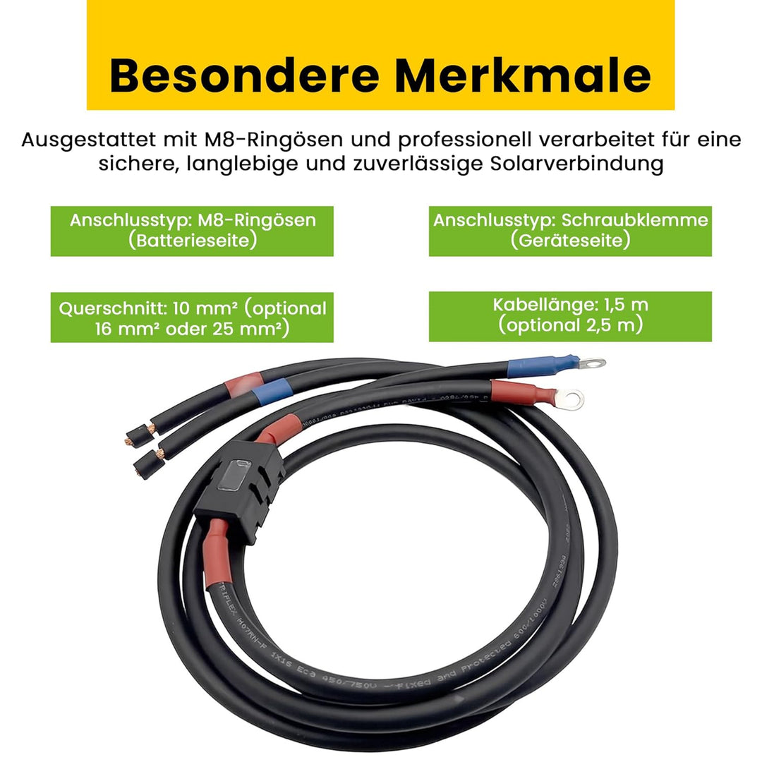 1,5m 10mm² Batteriekabel mit MIDI-Sicherungshalter Schraubklemmenanschluss auf M8 1.5m 10mm², 1.5m 1