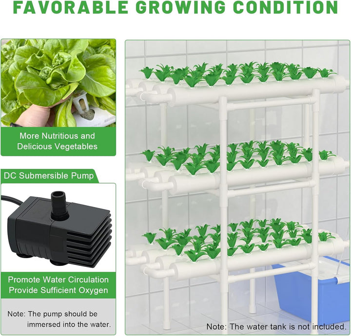 Futchoy Hydroponic Grow Kits 3 Schichten 108 Standorte Gemüse Blumen Hydroponics-System Gemüsewerkze