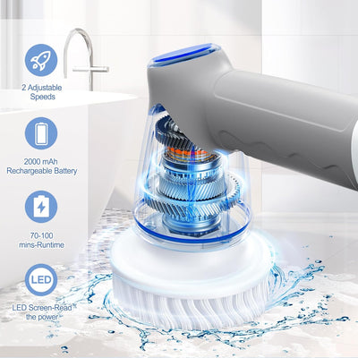Elektrische Reinigungsbürste,Spin Scrubber für Bad und Fugen,Cleaning Brush für Haushalt mit 6 Bürst