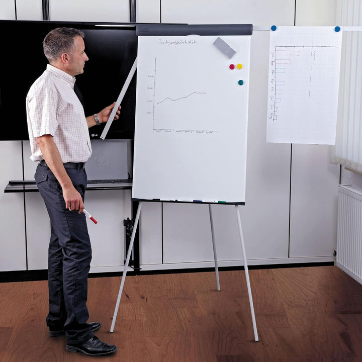 MAUL Flipchart MAULstandard 66x97cm | Magnettafel mit Dreibein Gestell | Magnetisch und höhenverstel