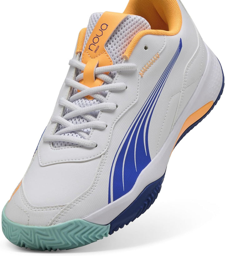 PUMA Unisex Nova Smash Tennis Shoe, 37 EU Puma White Vivid Blue Heat Fire Puma Black