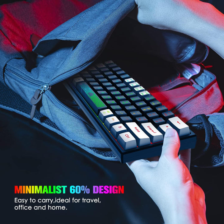 Mini 60% Gaming-Tastatur, Membran Game Keyboard mit Halbmechanisch Tasten, Optical RGB-Chroma-Backli