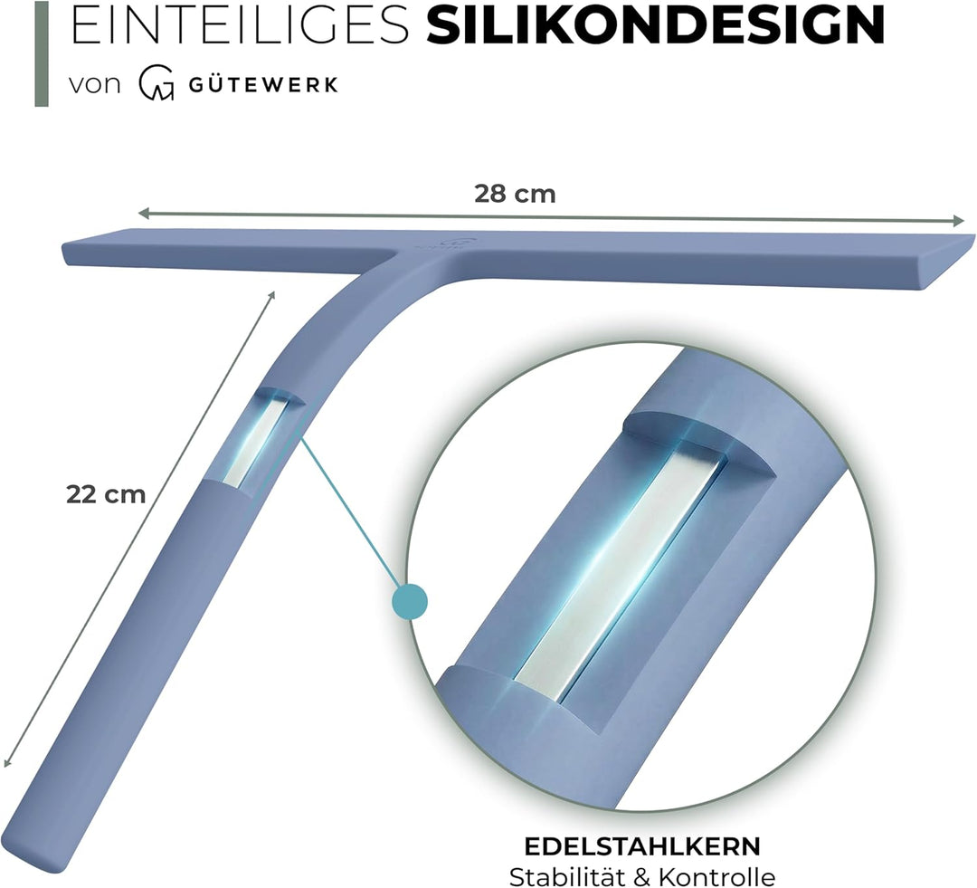 Gütewerk Duschabzieher, Silikon-Abzieher Dusche, Hygienischer Abzieher für Badezimmer, Duschwand & F