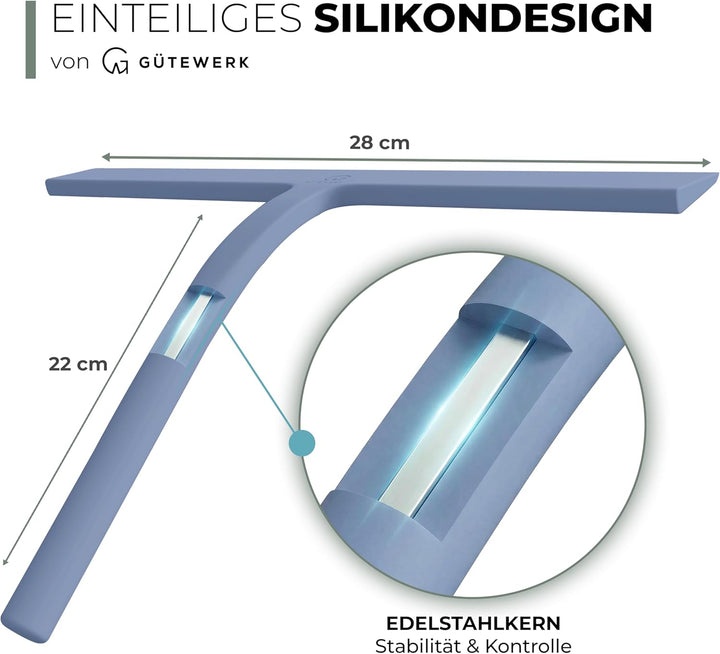 Gütewerk Duschabzieher, Silikon-Abzieher Dusche, Hygienischer Abzieher für Badezimmer, Duschwand & F