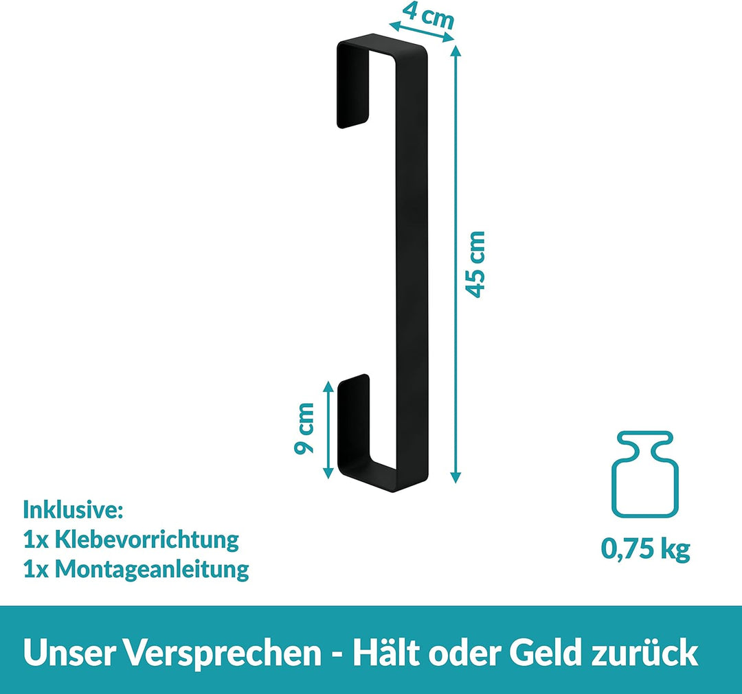 WEISSENSTEIN Handtuchhalter ohne Bohren - Edelstahl - Gästehandtuchhalter - schwarz Senkrecht 45cm S