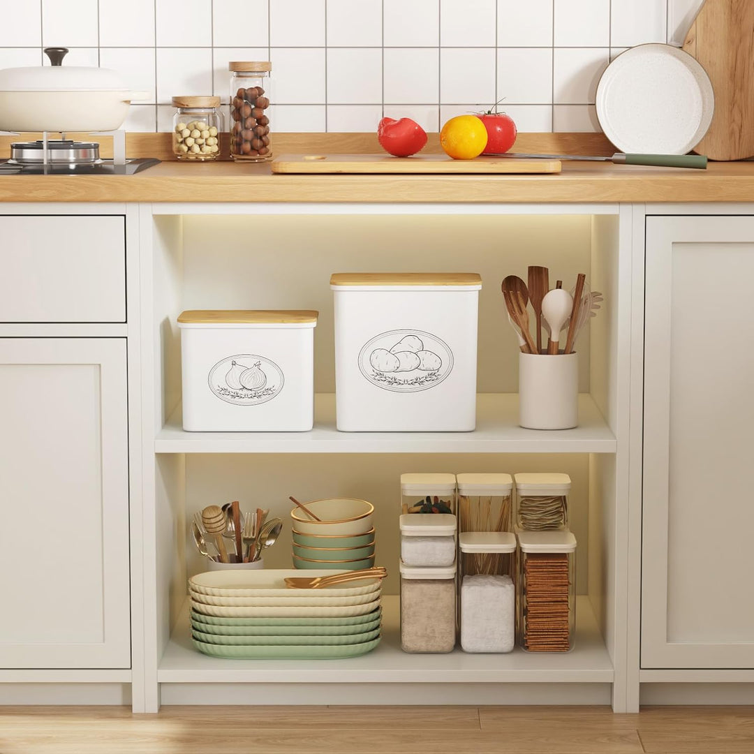 Lifewit Kartoffel Aufbewahrungsbox, 2er Set Grosse Kunttsoff Vorratsdosen für Kartoffel Zwiebel knob
