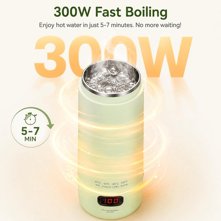 Elektrischer Reisewasserkocher Klein 400ML, 4 Temperatureinstellung | Mini Wasserkocher Automatische