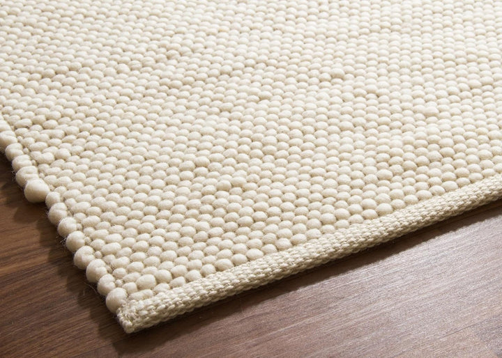Steffensmeier Handwebteppich Gabun 100% Schurwolle Wohnzimmer im Scandi Style, Creme, Grösse 90x160