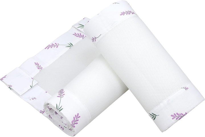 TupTam Gitterstäbe Schutz Netz Babybett Nestchen 3D Mesh 2 Pack, Farbe: rosa Blumen, Grösse: ca. 128