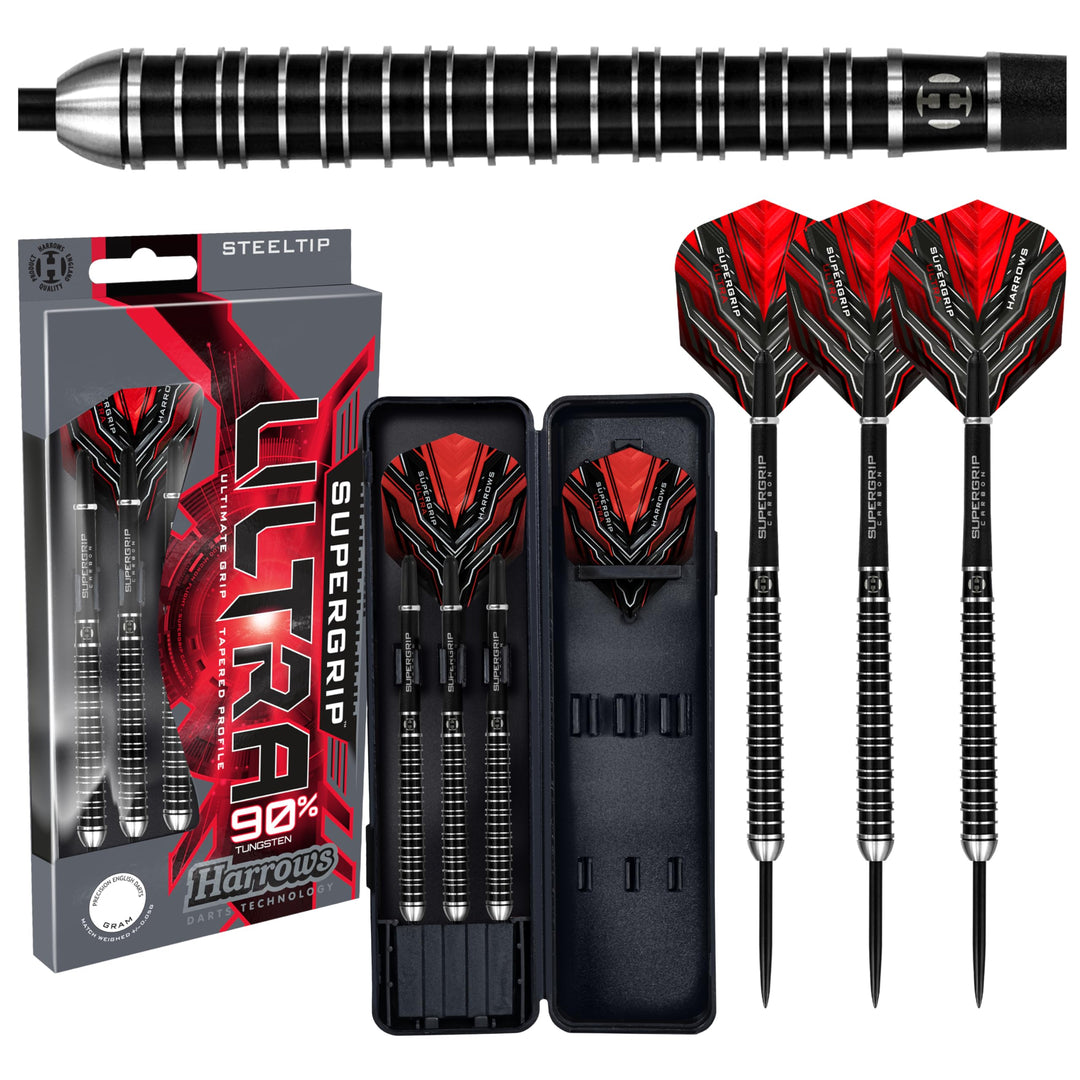 Harrows Steel Darts Supergrip Ultra 90% Tungsten Steeltip Dart Steeldart Hochwertiger Tungsten Dart