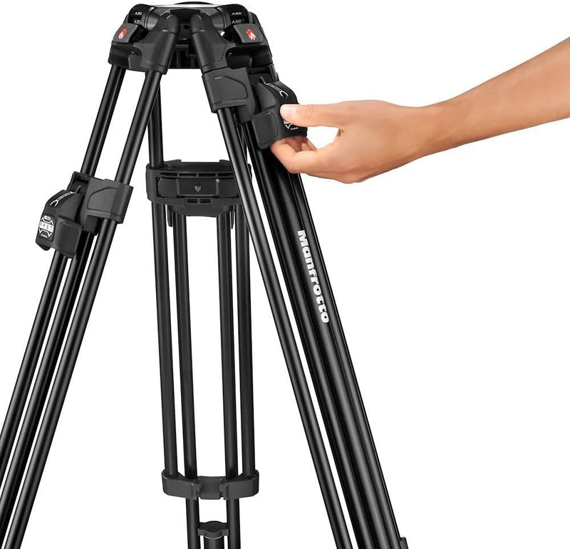 Manfrotto 504X Fluid-Videokopf mit Aluminium 645 Fast Twin Leg Videostativ, Kit mit Fast-Stativ und