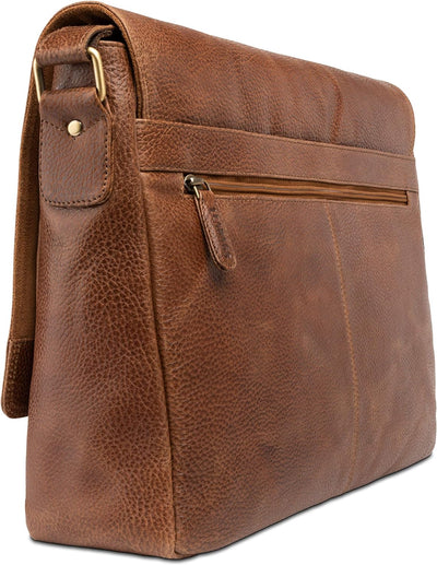 LEABAGS Leder Umhängetasche Herren & Damen I Messenger Bag mit Schultergurt I Echtleder Laptoptasche