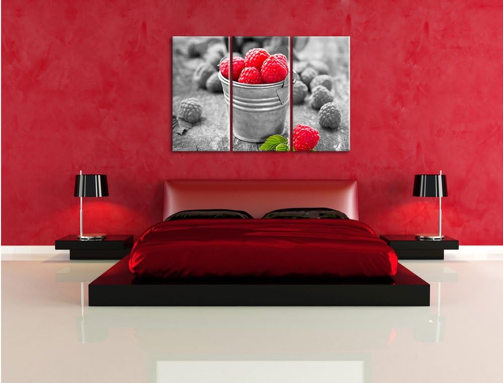 Pixxprint Früchte Eimer Obst Fruit Food als Leinwandbild/Grösse: 3 Teilig (120x80 cm) cm/Wandbild/Ku