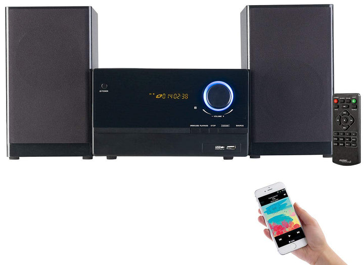 auvisio Mini Stereoanlage: Micro-Stereoanlage, CD-Player, Radio, MP3-Player, Bluetooth, 60 Watt (Min