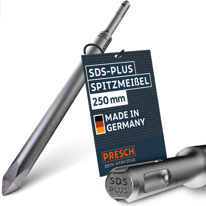 Presch SDS-plus Spitzmeissel - Extrem robuste, langlebige Spitze - Für alle Durchbrucharbeiten (250m