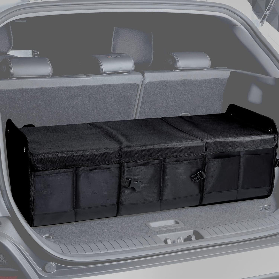 Kofferraum-Organizer mit Deckel – Schwarz Premium Oxford und Ladung Aufbewahrung für Auto, Limousine