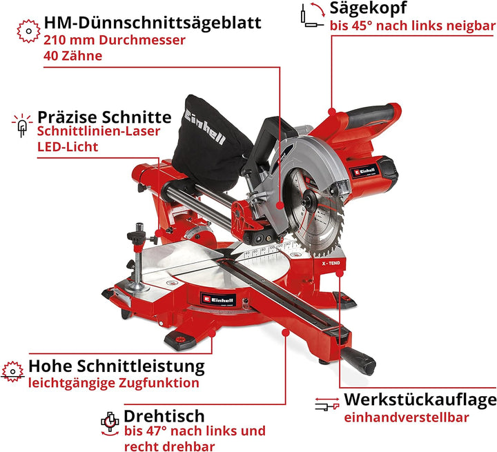 Einhell Akku-Zug-Kapp-Gehrungssäge TE-SM 36/210 Li - Solo Power X-Change (Lithium-Ionen, leichtgängi