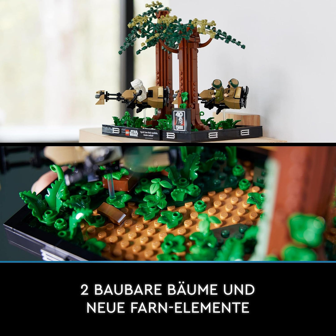 LEGO 75353 Star Wars Verfolgungsjagd auf Endor – Diorama Set, Rückkehr der Jedi-Ritter mit Luke Skyw