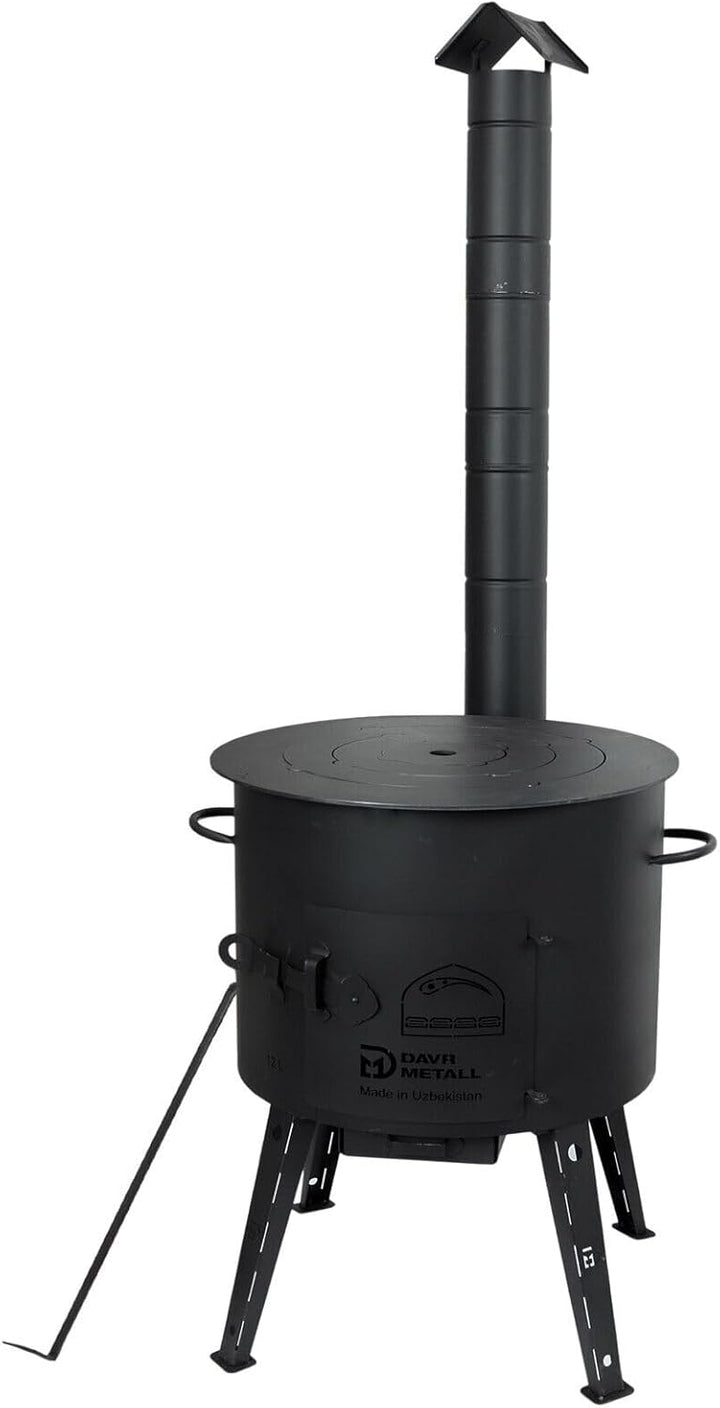 Ø49cm Uchag 2mm stahl Utschak mit Adapter-Ringe Rohr 22L Kazan rund Kasan Utschag Feldküche Feuerste