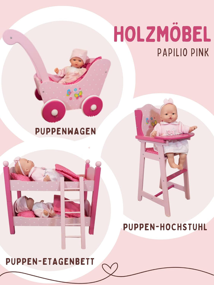 Bayer Chic 2000 513-90 Puppen-Etagenbett, 3 Jahre to 8 Jahre, Papilio pink, Papilio Pink