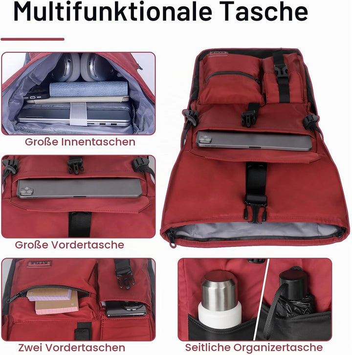 Rucksack Damen,Rolltop Rucksack Herren,28L Gross Schulrucksack Rucksack Wasserdicht mit Laptopfach 1