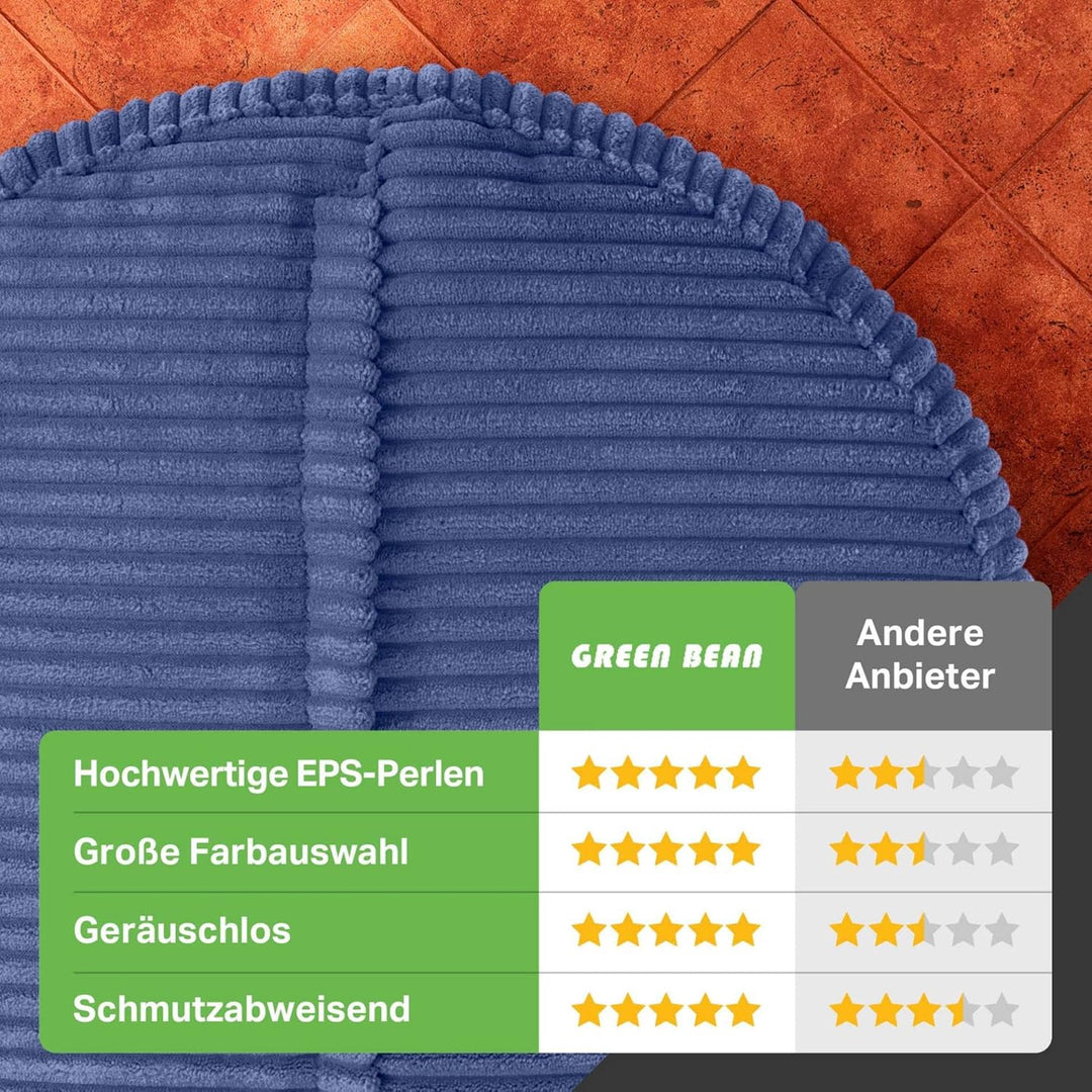 Green Bean® Indoor Sitzhocker Pouf 45x25cm EPS-Perlen Füllung & Cordstoff Kuschelig Weich Waschbar -