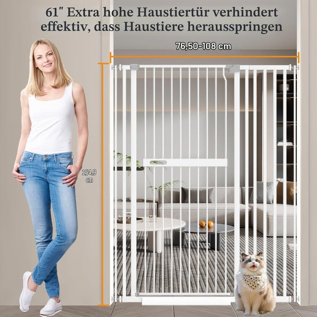 Xifamniy 155 cm Extrahohe Haustiertür, Katzen- und Hundetür Einstellbare Schwellenbreite, 76.5–108 c