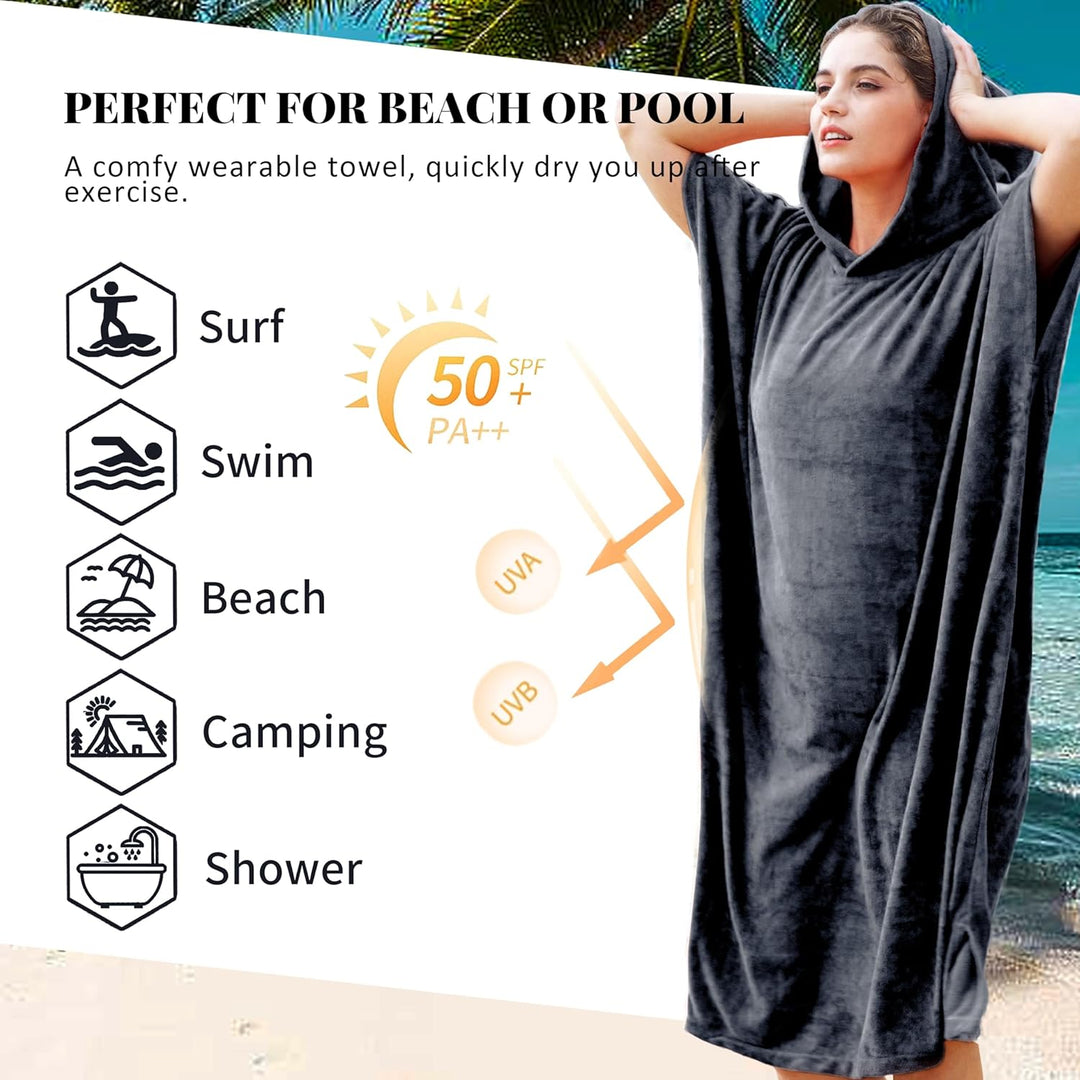 Surf Poncho Hooded Changing Towels Quick Dry Beach Change Robe für Erwachsene Männer Frauen Wasserdi