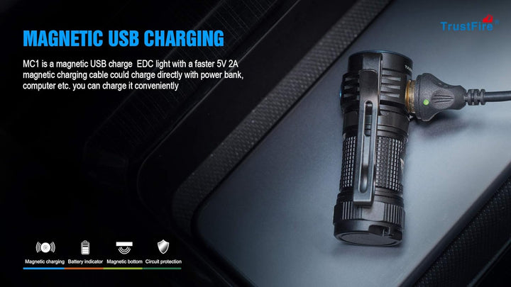 TrustFire MC1 Led Taschenlampe 1000 Lumen Taschenlampe Led Aufladbar 4 Modi EDC Taschenlampe mit Cli