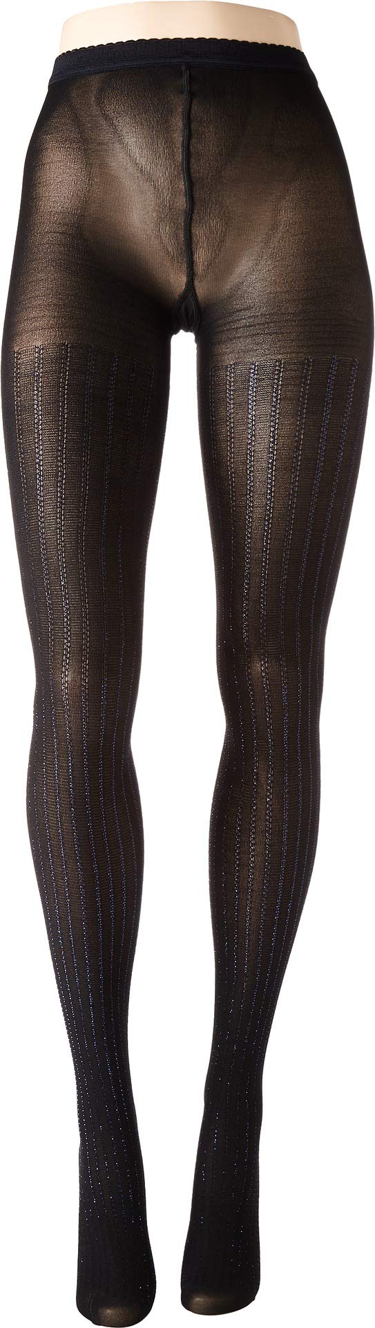 Wolford Sparkle Strip Tights Strumpfhose blickdicht mit glitzernden Streifen (M, black/blue)